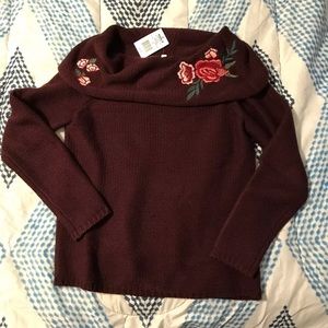 NWT off the shoulder sweater with embroidering